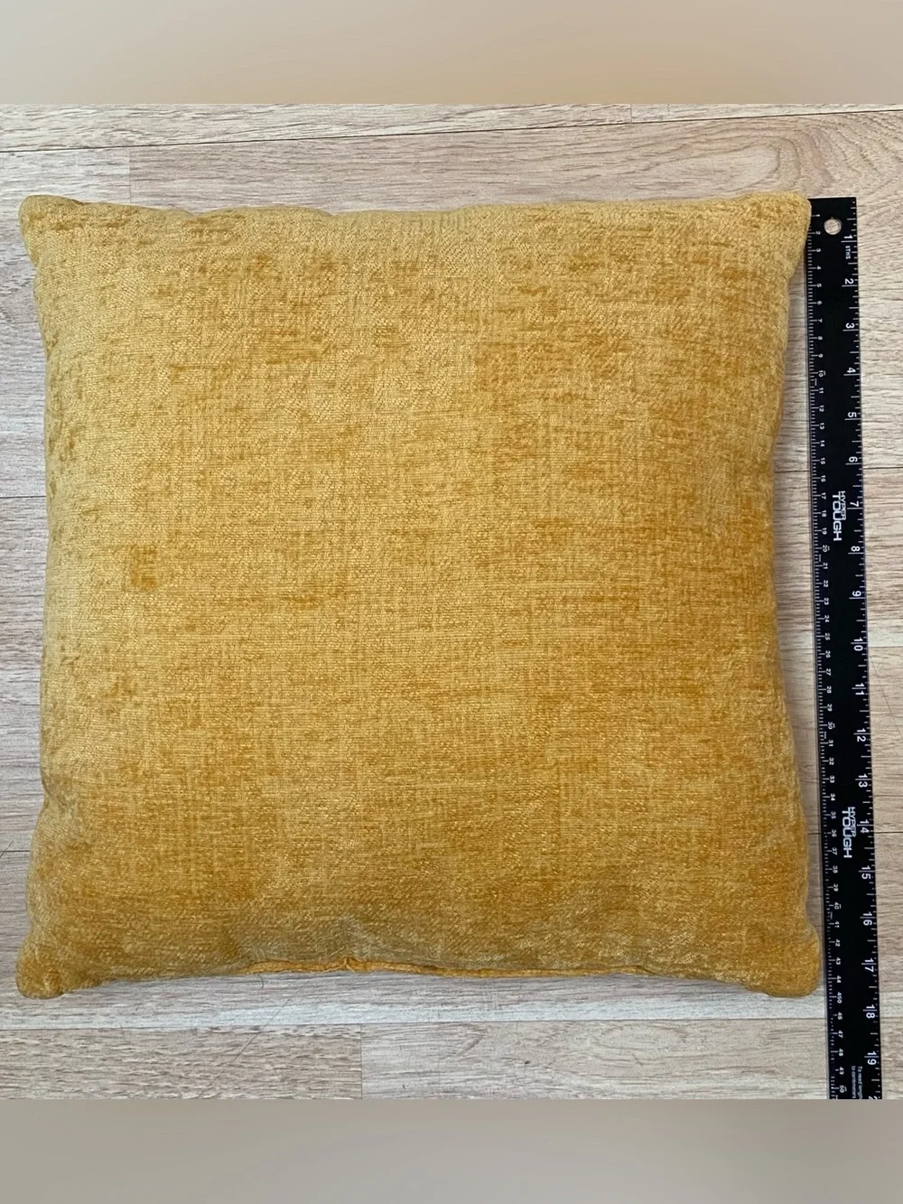 Velvet Throw Pillows Mustard Yellow Textured Square Silhouette Approx 17 x 17 In